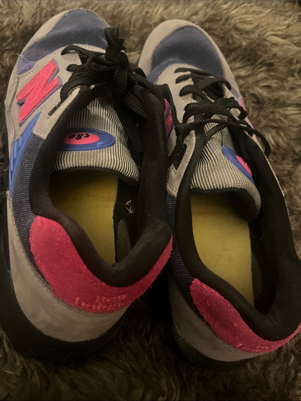 New Balance Grey Navy Sneakers with Pink N Accents - Picture 2 of 3